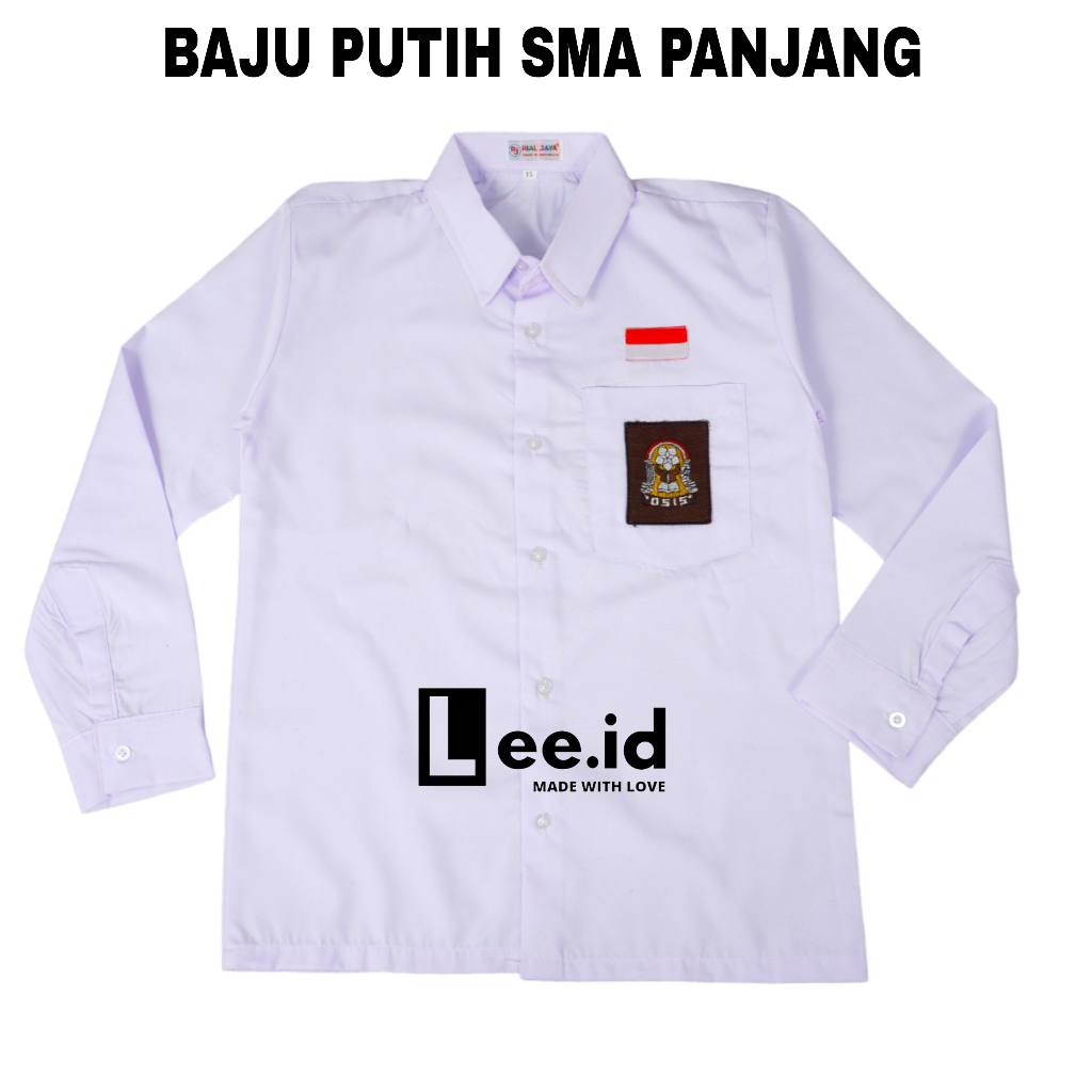 Jual Baju SMA Putih Lengan Panjang Seragam Sekolah SMA Baju Putih