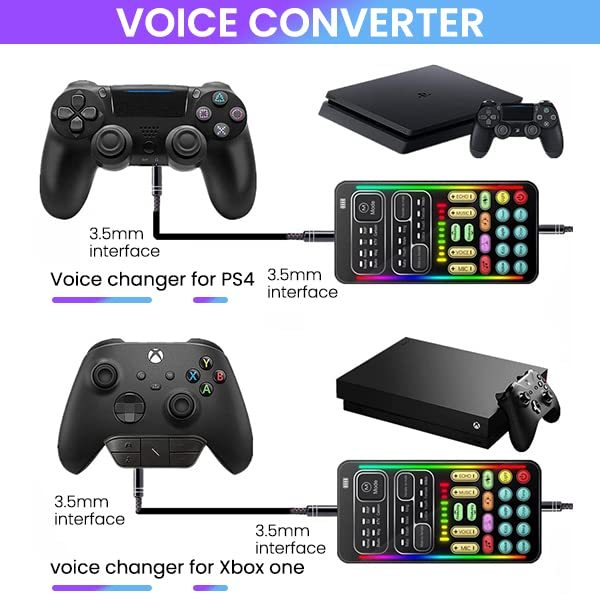 ASHATA Live Sound Card Voice Changer,Handheld Sound Card Mini Voice Changer Device 8 Fixed Sound Effects Plug And Playgaming Recordingfor Mobile Phone Computer