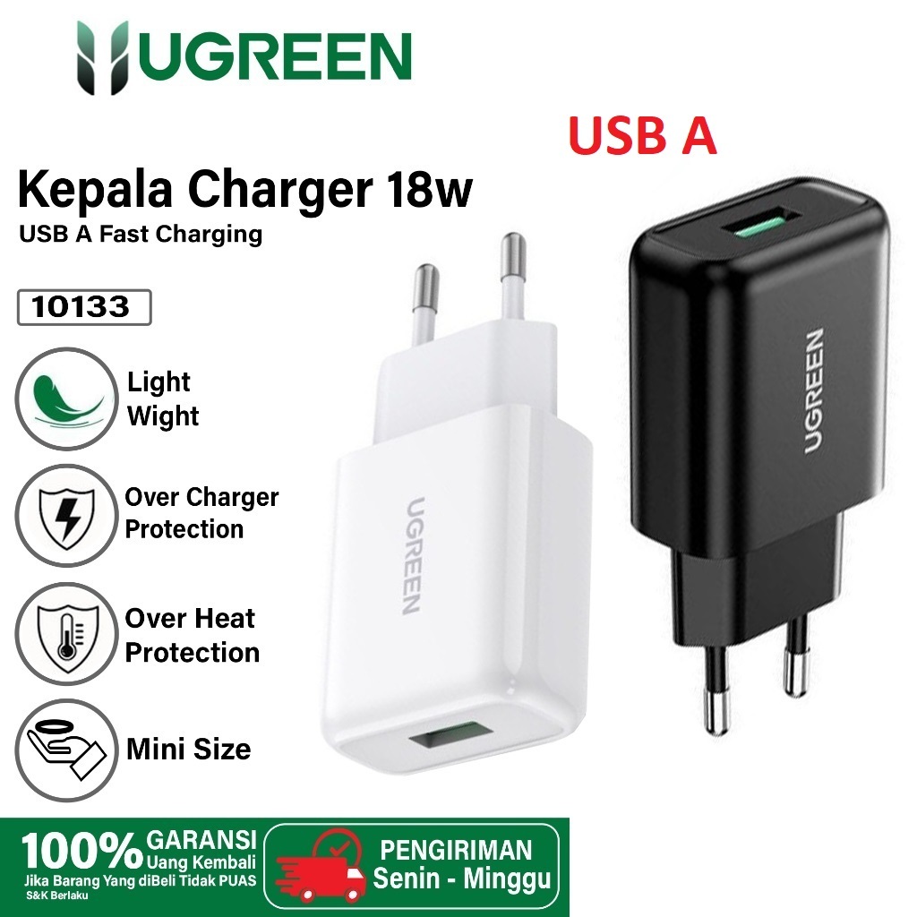 Jual UGREEN Kepala Charger iPhone Android Fast Charging USB A 18W QC 3.