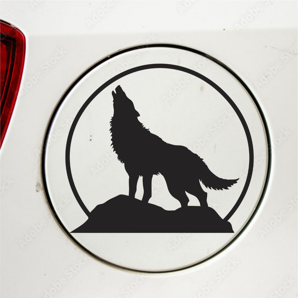 Jual CUTTING STICKER MOBIL WOLF SERIGALA MENGAUM STIKER TANGKI MOBIL ...