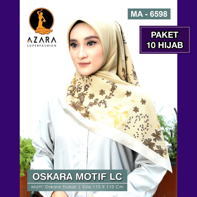 Jual 10 Hijab Segi Empat Oskara Motif LC Laser Cut Premium Voal Oskara ...