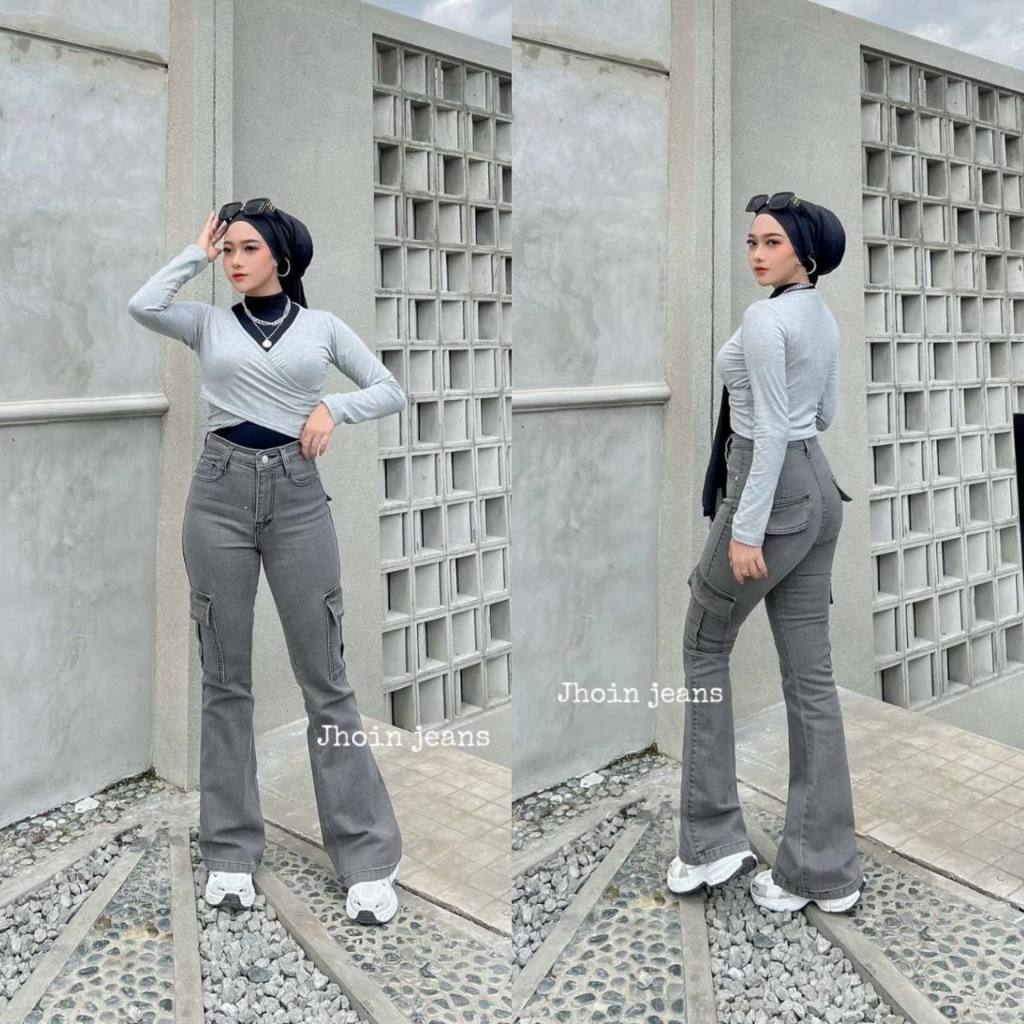 Jual Hw Cutbray Cargo Jeans Wanita - Celana Jeans Wanita - Kargo ...