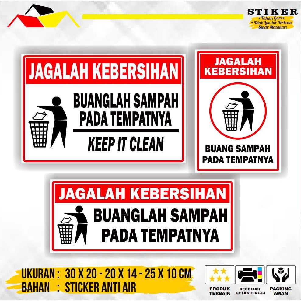 Jual Stiker Jangan Buang Sampah Sembarangan Stiker Buanglah Sampah Pada Tempatnya Shopee