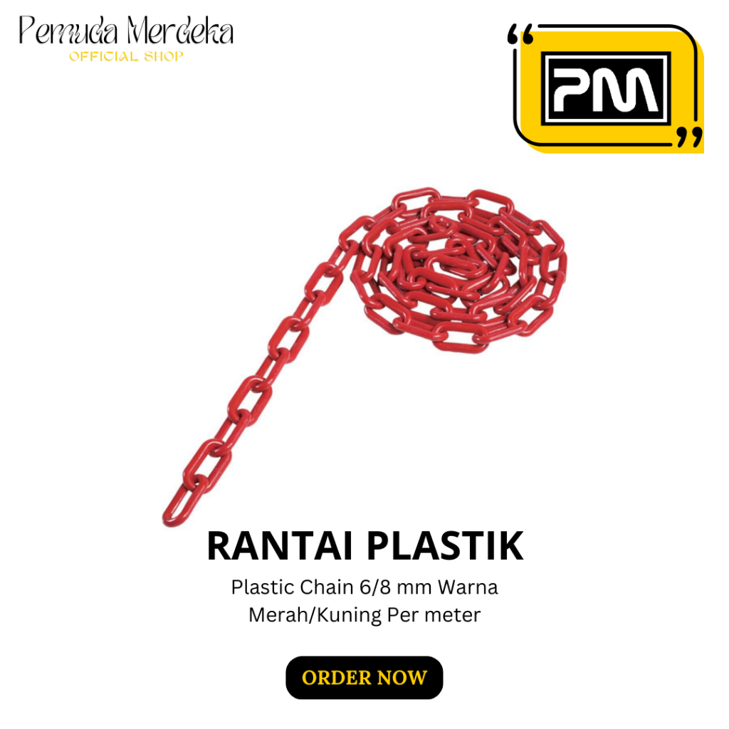 Jual Plastic Chain Rantai Plastik Warna Kuning Merah 6/8mm Harga per ...