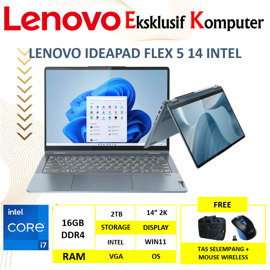 Jual Lenovo Ideapad Flex 7 14 Intel EVO i7 1355U RAM 16GB SSD 1TB 14