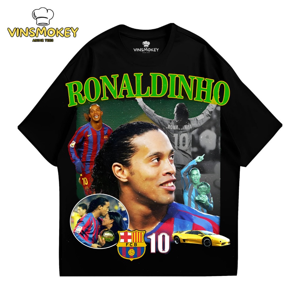 Jual Vinsmokey T-shirt RONALDINHO BRAZIL BARCELONA bootleg design ...