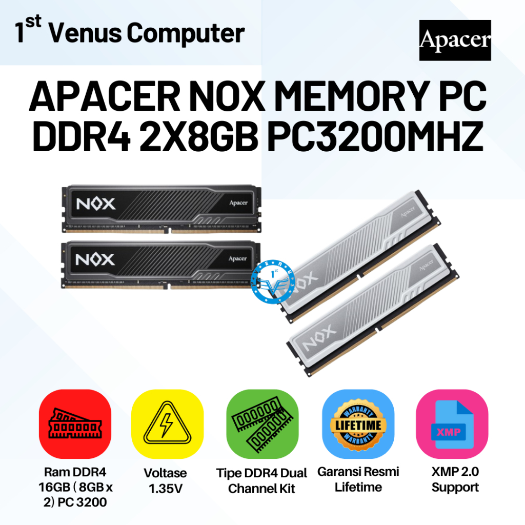 Jual Ram DDR4 16GB ( 8GB x 2) PC 3200 Apacer Nox Memory Gaming / APACER ...