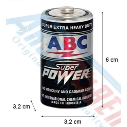 Jual [1 buah] Baterai ABC HITAM besar ukuran D R20 SUPER POWER d size ...
