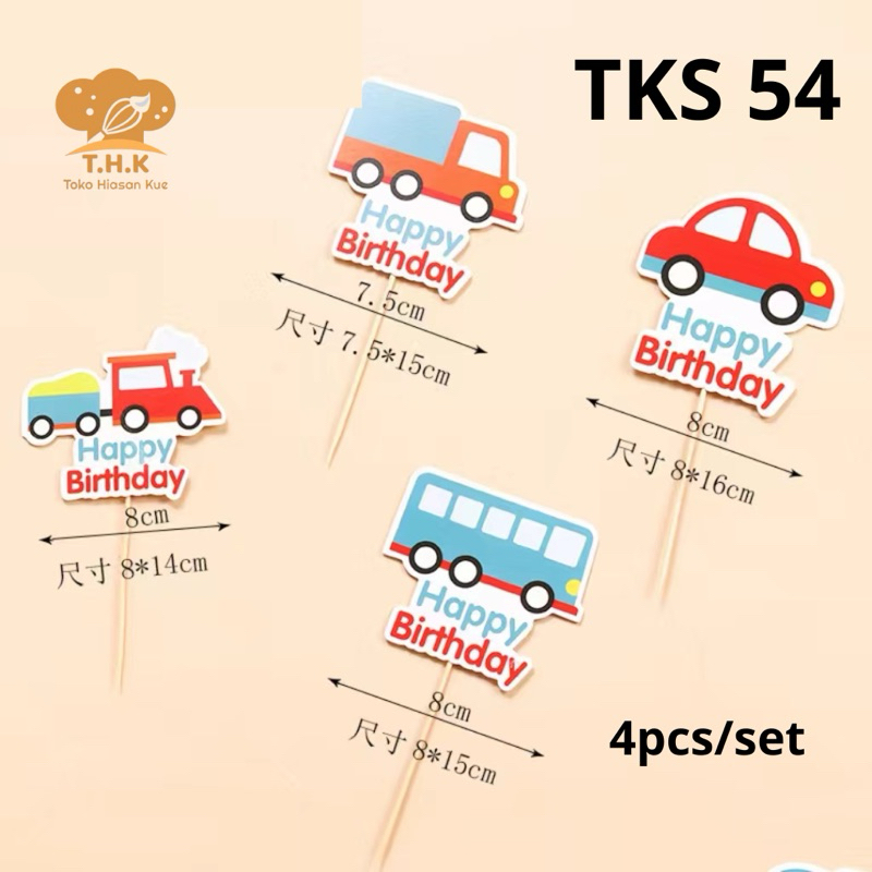 Jual TKS54 - Hiasan Kue Cake Topper Kertas Karton Transportasi Mobil ...
