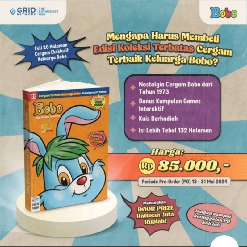 Jual Pre Order Majalah Bobo Edisi Koleksi 50 Tahun Edisi Terbatas Cergam Terbaik Keluarga Bobo