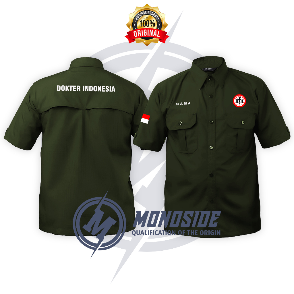KEMEJA PDL PDH LENGAN PENDEK DOKTER INDONESIA FULL BORDIR FREE DESAIN CUSTOM