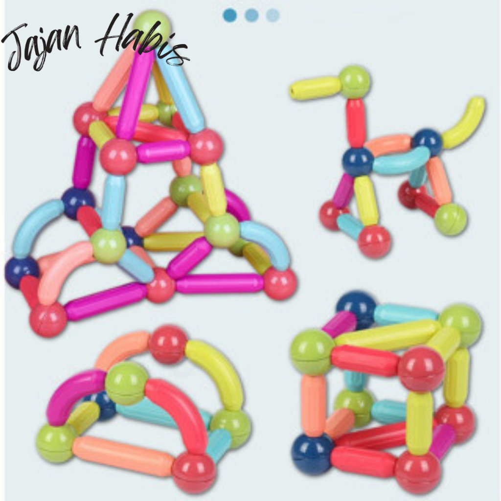 Jual JABIS 64Pcs Set Mainan Magnet Stick Balls 42Pcs Magnetic Building ...