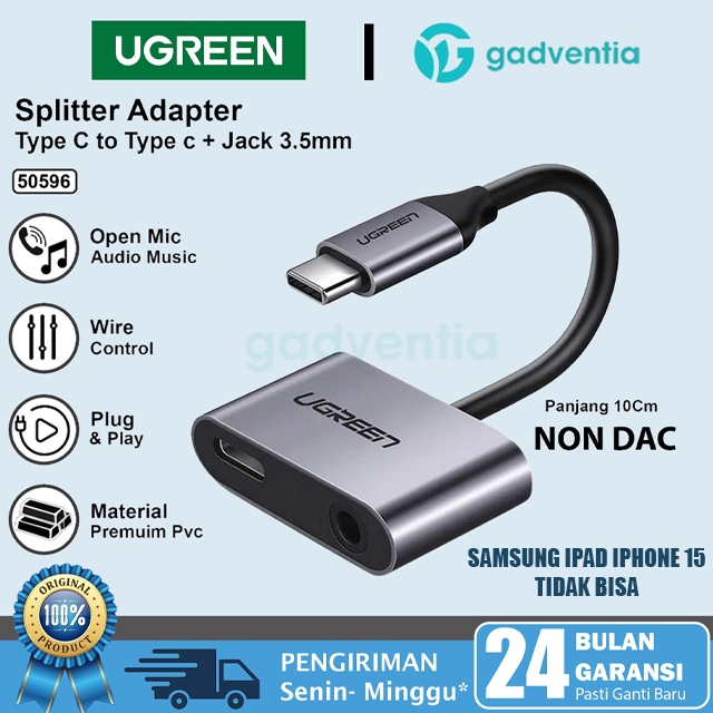 Jual Ugreen Converter Splitter Audio Type C To Jack Mm On Mic Gaming Dac Untuk Samsung Note