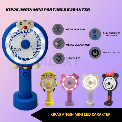 Jual KIPAS GENGGAM MINI LED KARAKTER DISNEY / KIPAS ANGIN PORTABLE FAN ...