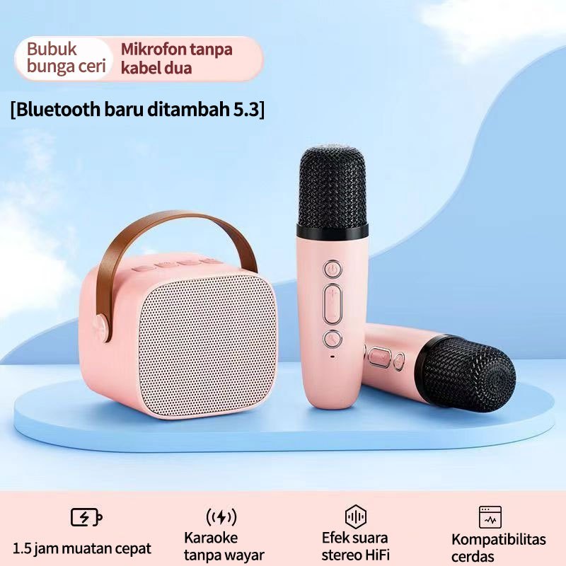 Jual Speaker Microphone Karaoke Set Bluetooth Mini Full bass Portable ...