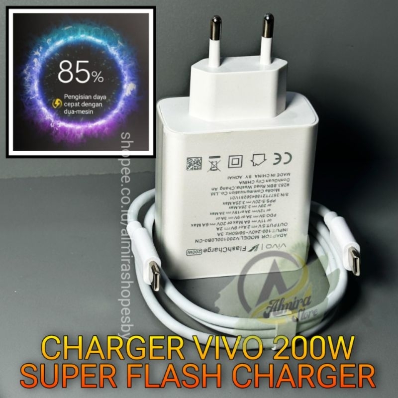 Jual SUPER FLASH CHARGER VIVO USB TYPE C TO TYPE C FAST CHARGING 200W ...