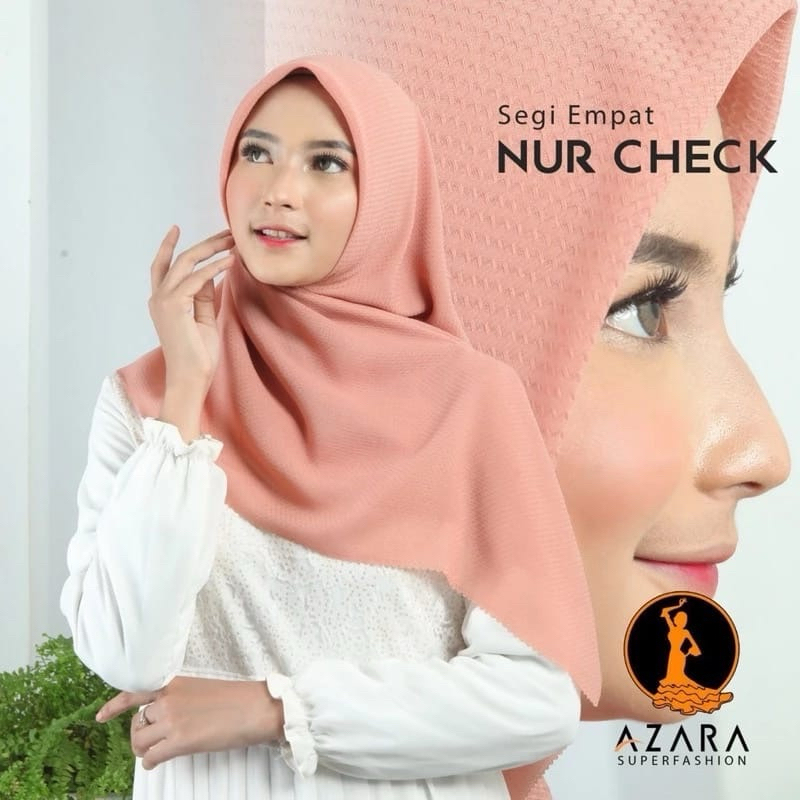 Jual JILBAB SEGI EMPAT NUR CHECK LC HIJAB AZARA NUR CHECK LASER CUT