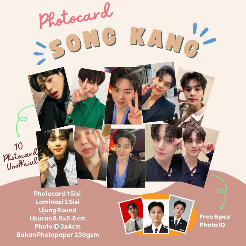 Jual 10 Pcs Set Song Kang / Free 5 Pcs Photo ID / Photocard Song Kang ...