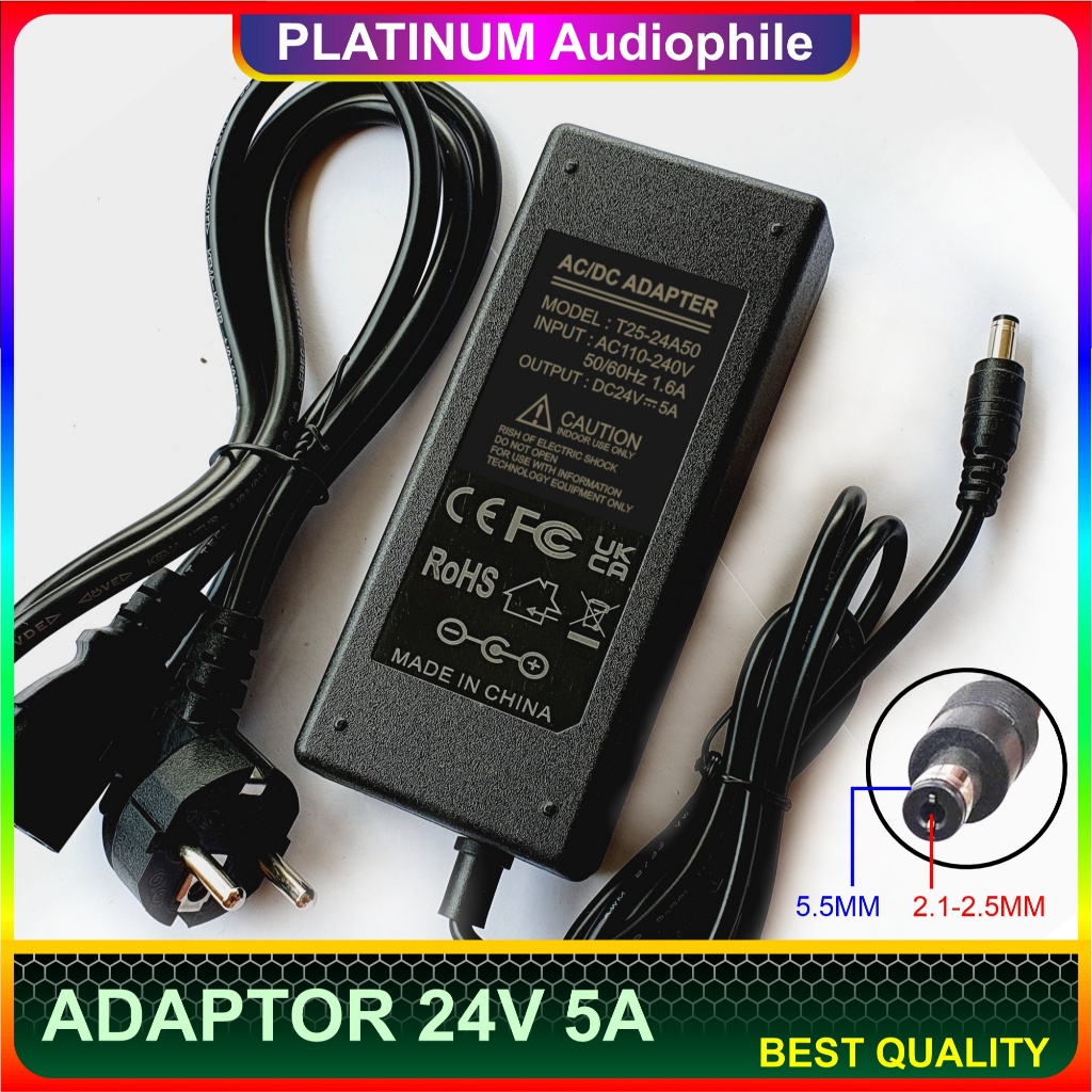 Jual Adaptor 24v 5a Ac Dc Adapter Power Supply Lampu Led Strip Cctv Dvr Media Player Audio 6269