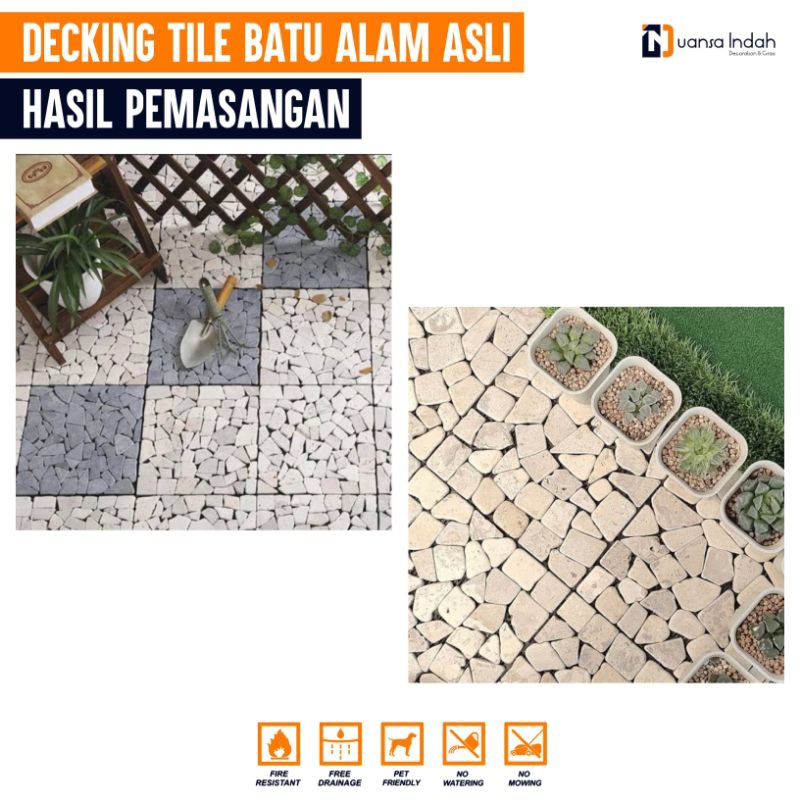 PAKET 10 PCS DECKING TILE BATU ALAM ASLI