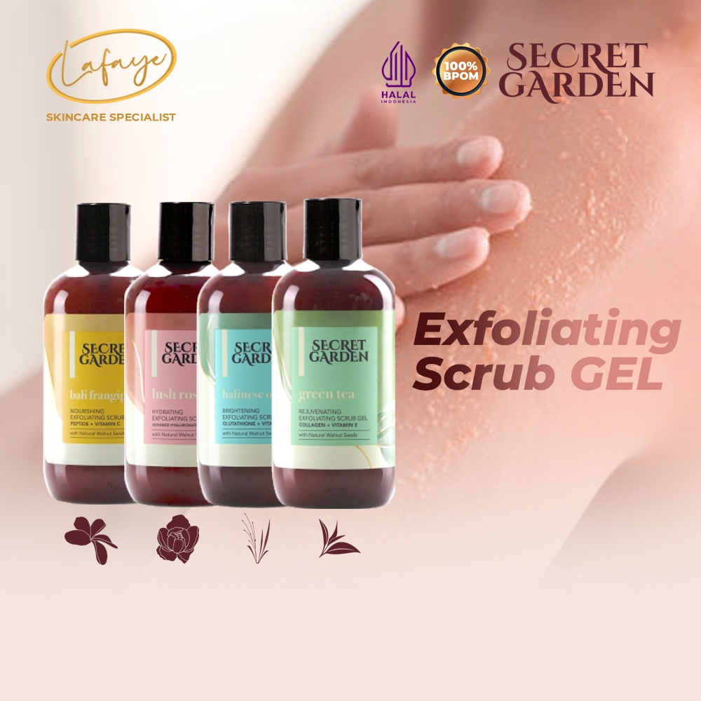 Jual Secret Garden Exfoliating Body Scrub Gel 250ml Lulur Badan Natural Bahan Alami 100