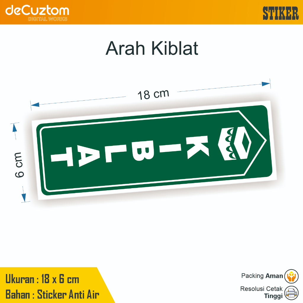Jual Stiker Kiblat Sticker Penunjuk Arah Sholat Kibla Shalat Depan Atas ...