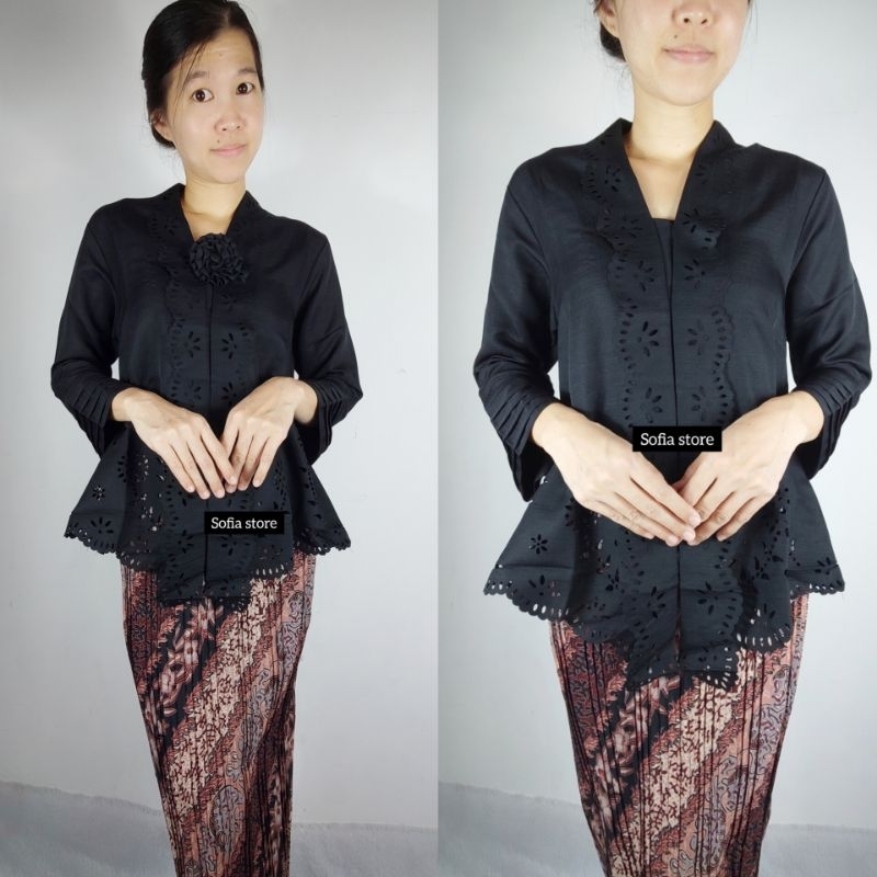 Jual Atasan Aja Kebaya Wanita Encim Kartini Modern Denaya Hitam Kebaya