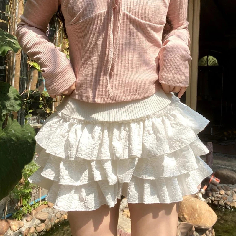 Jual Kawaii Ruffle Skirt Shorts Women Lolita Layered Skirts Cutecore ...