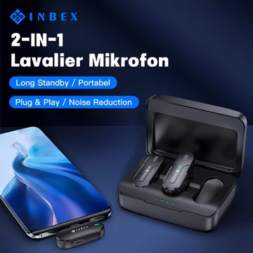 INBEX IM4 Mic Wireless Live Vlog Microphone With LED Display Charging Case Clip On Lavalier
