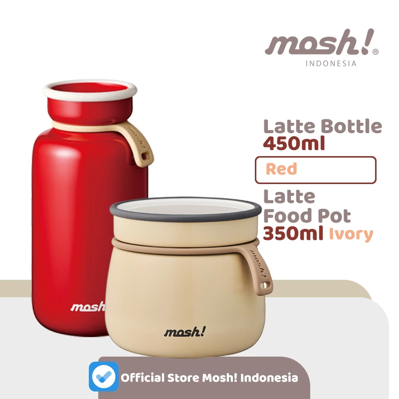 Mosh Bottle Latte Tumbler 450ML RED & Mosh Latte Food Pot 350ML IVORY