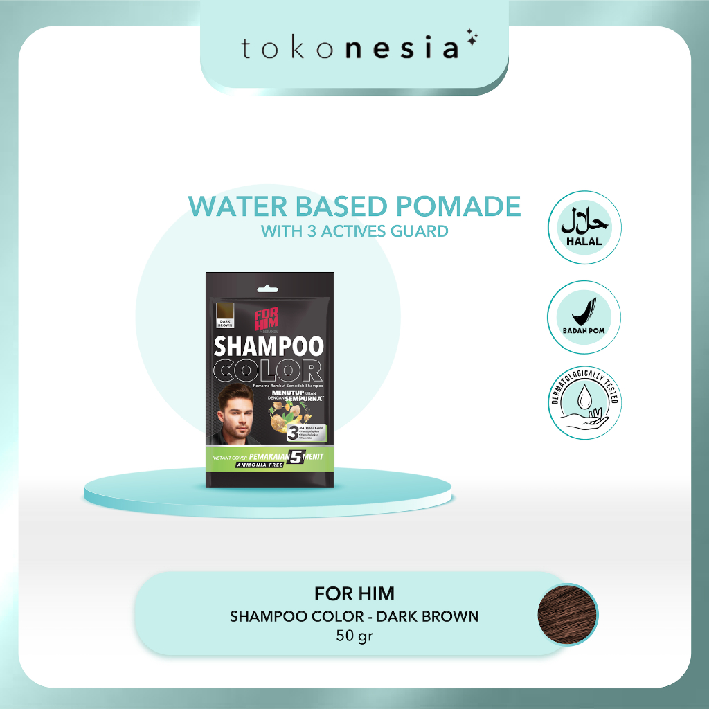 Jual For Him Shampoo Color Dark Brown Pewarna Rambut 20ml | Shopee ...