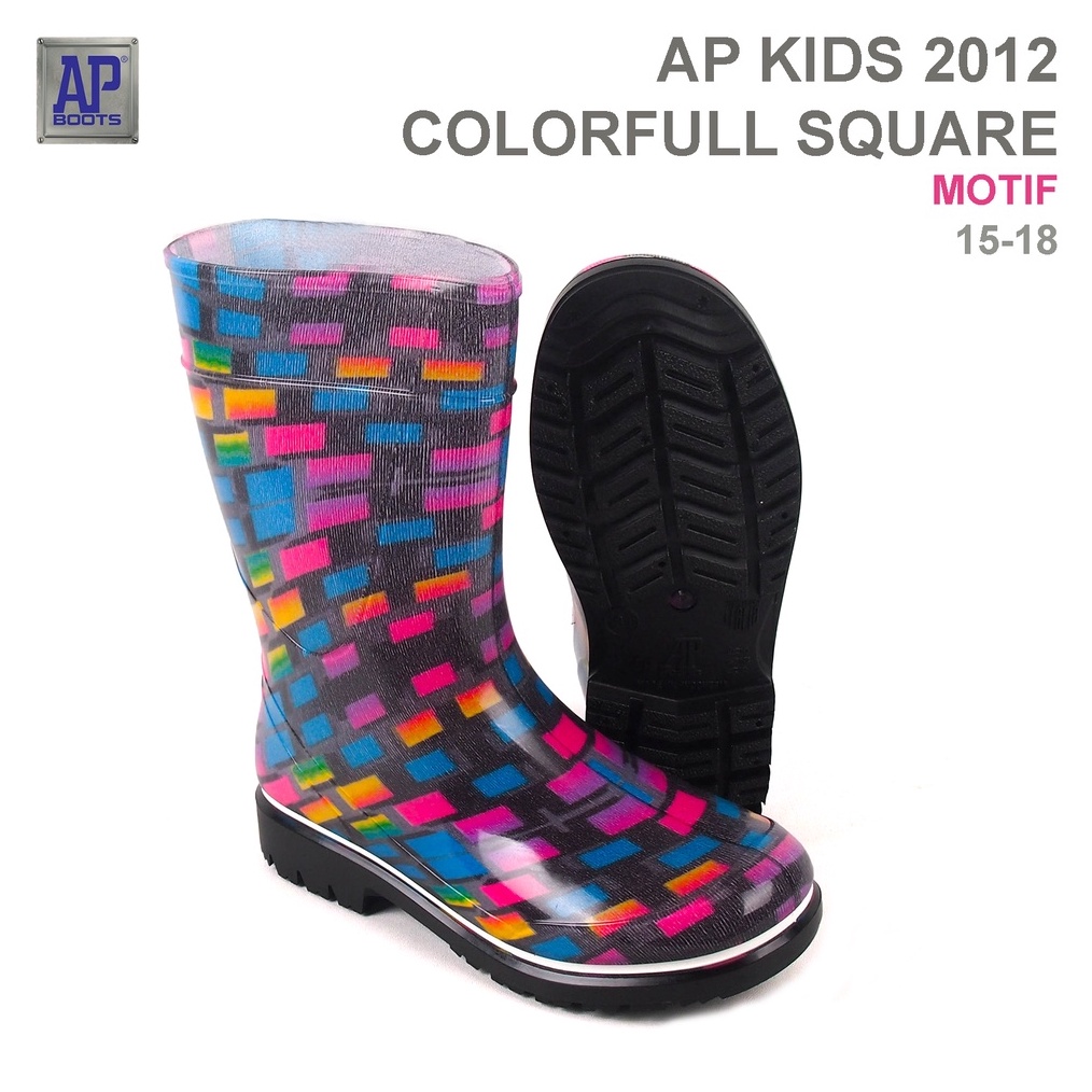 Jual KODE W93U AP Boots AP KIDS 212 COLORFULL SQUARE Sepatu Boot PVC ...