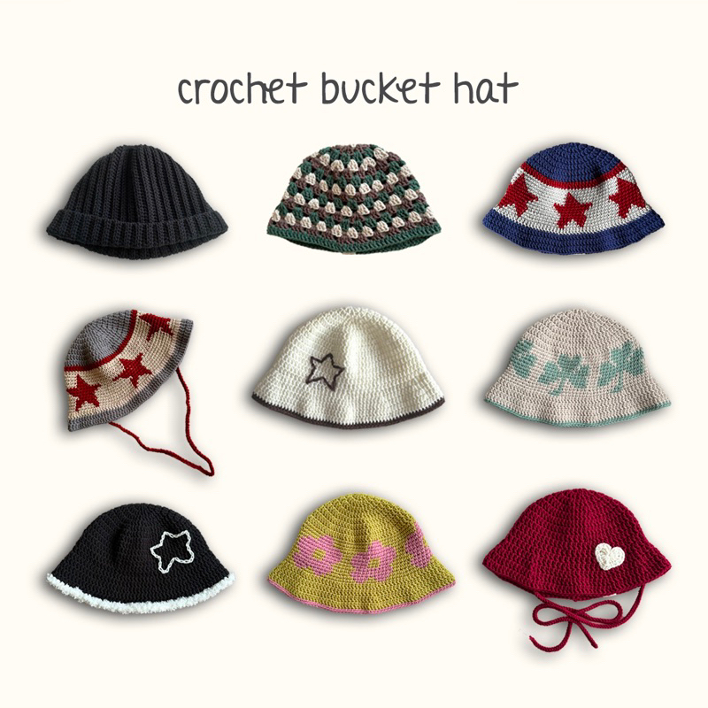 Jual Crochet Bucket Hat - Topi Rajut - Beanie Beabadobee y2k | Bonjour ...