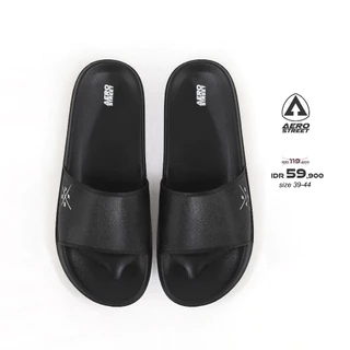 Aerostreet 39-44 Xenon Hitam Hitam - Sandal Sendal Selop Slip On Casual Pria Wanita Aero Street 22AAA0