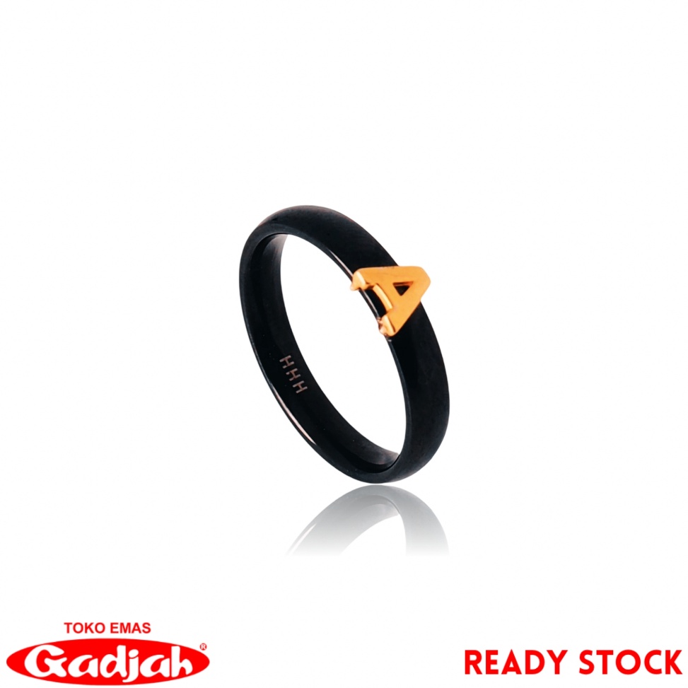 Jual KODE R63K Cincin Keramik Fashion Emas Huruf Semua Abjad Cincin ...