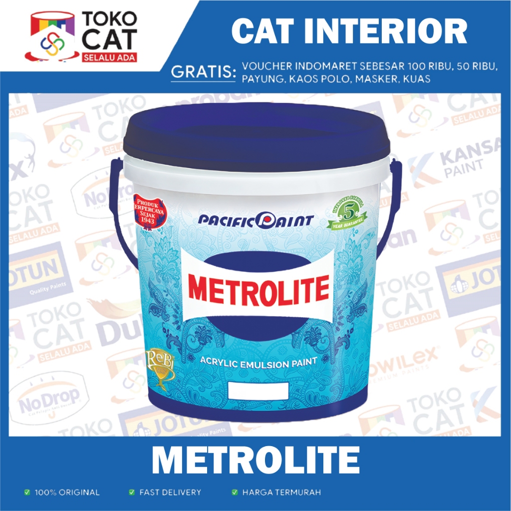 Jual Cat Tembok Dan Plafond Metrolite Warna Putih Kebiruan Kemasan 35 L Ukuran Galon 7145