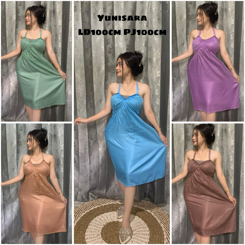 Jual Dress/daster Yunisara midi korean style elegan kekinian daster ...