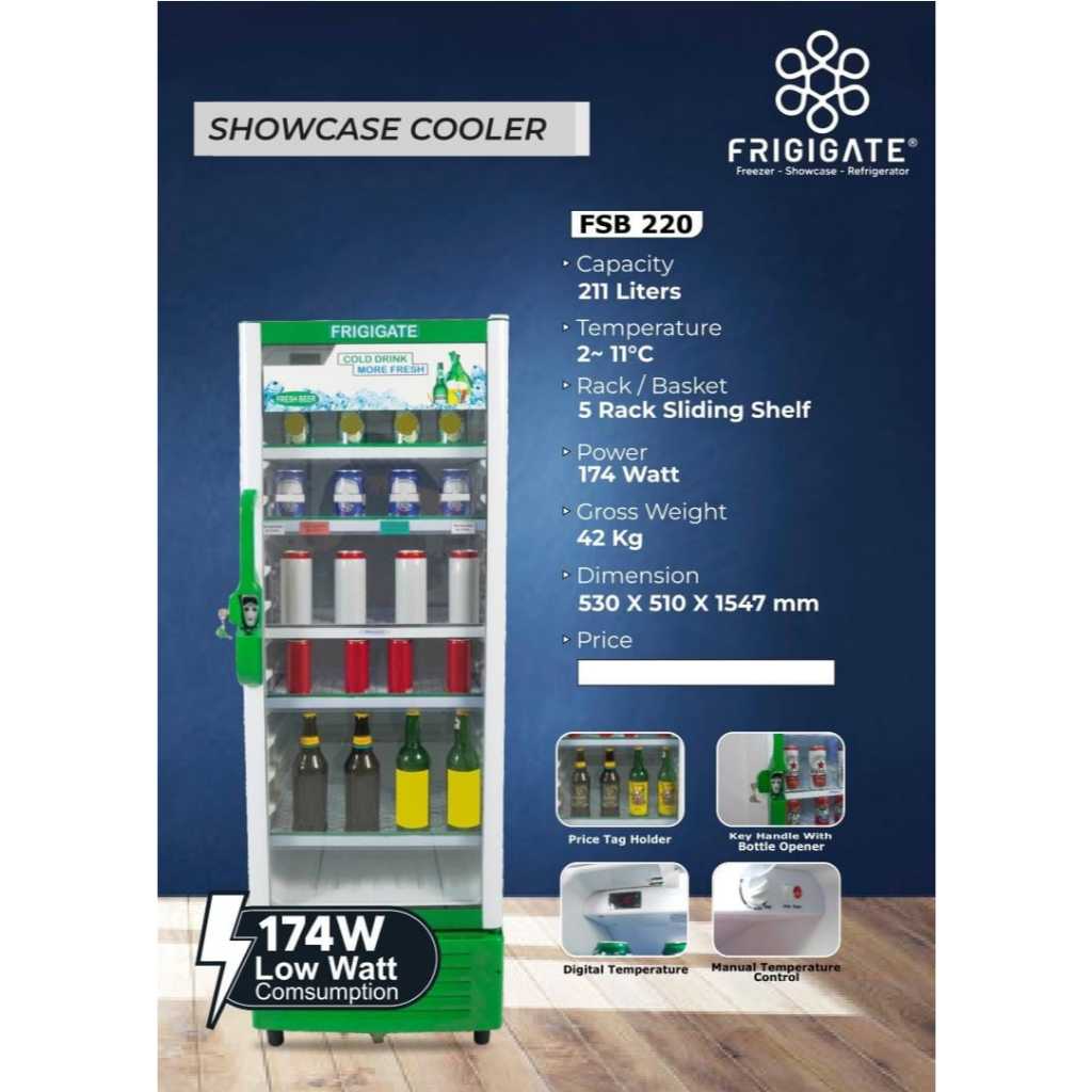 Jual SHOWCASE COOLER FRIGIGATE 5 RAK 211 Liter Khusus Bogor KURIR TOKO