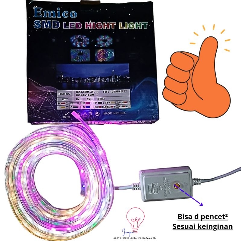 Jual LED STRIP SMD EMICO RGB WARNA WARNI | Shopee Indonesia