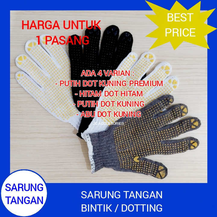 Jual SARUNG TANGAN KAIN RAJUT BINTIK PER PASANG SARUNG TANGAN SAFETY ...