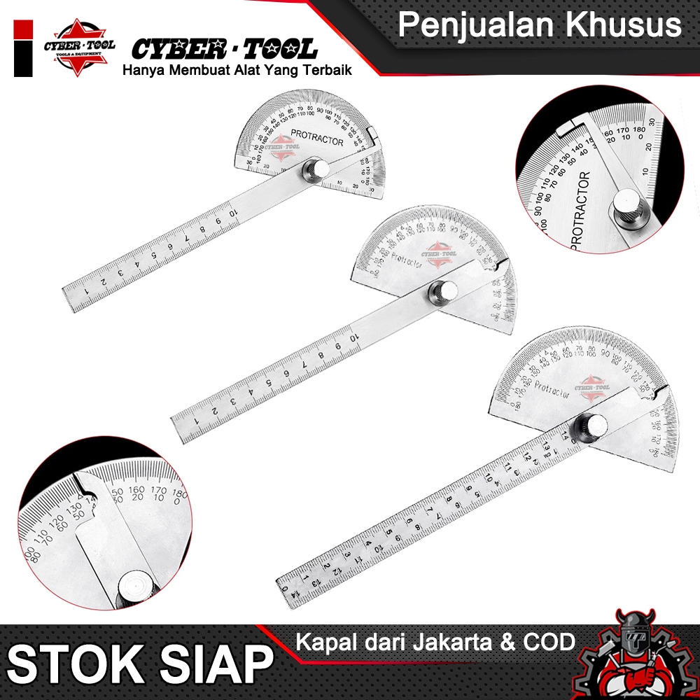 Jual Penggaris Busur 180° Stainless Steel Protractor Angle Ruler ...