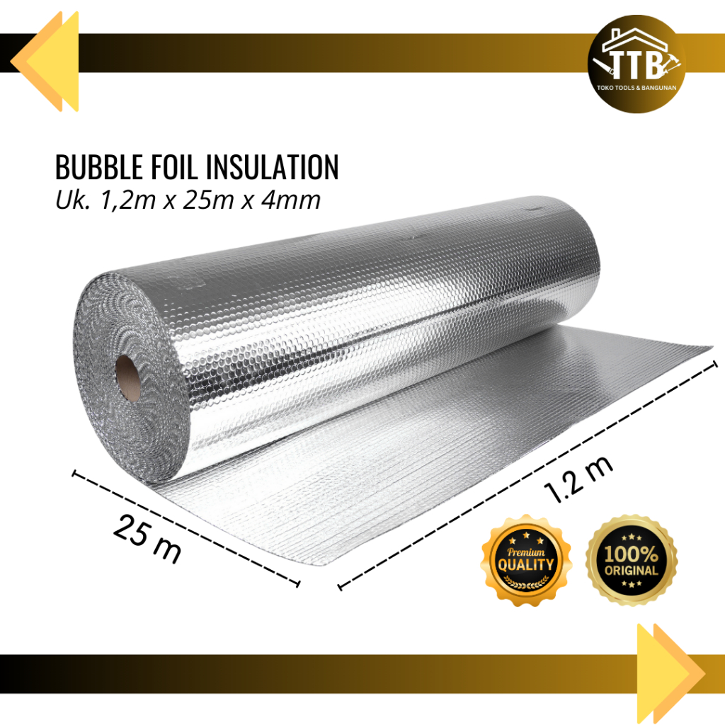 Jual Premium Bubble Foil Insulation 1 2M X 25M X 4MM Bubble Foil 