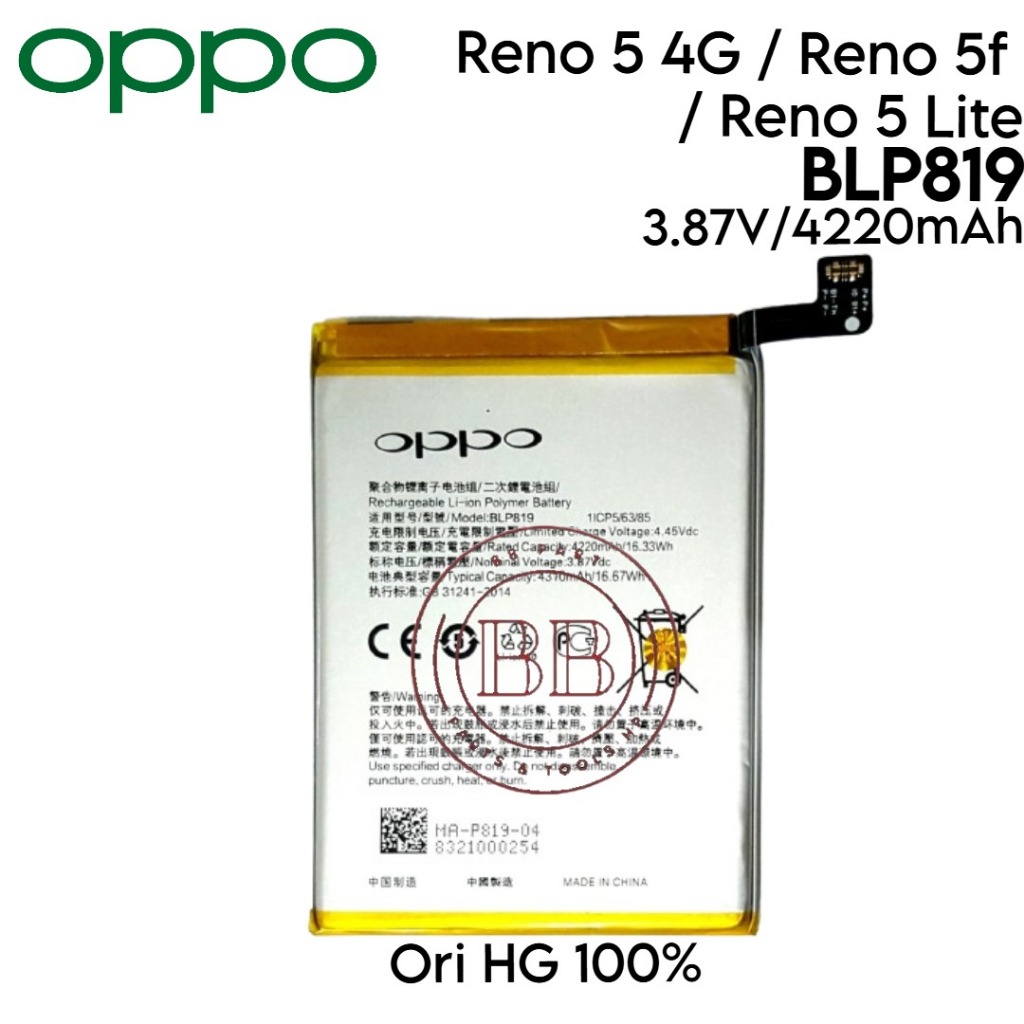 Jual Baterai BLP-819 / BLP819 / OP Reno 5 4G / Reno 5f / Reno 5 Lite ...