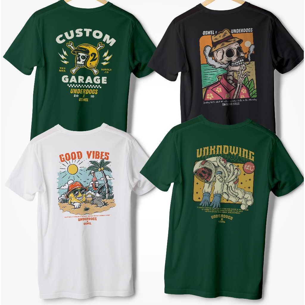 Jual kaos underdogs x oswel part2 tshirt distro motorcylce biker