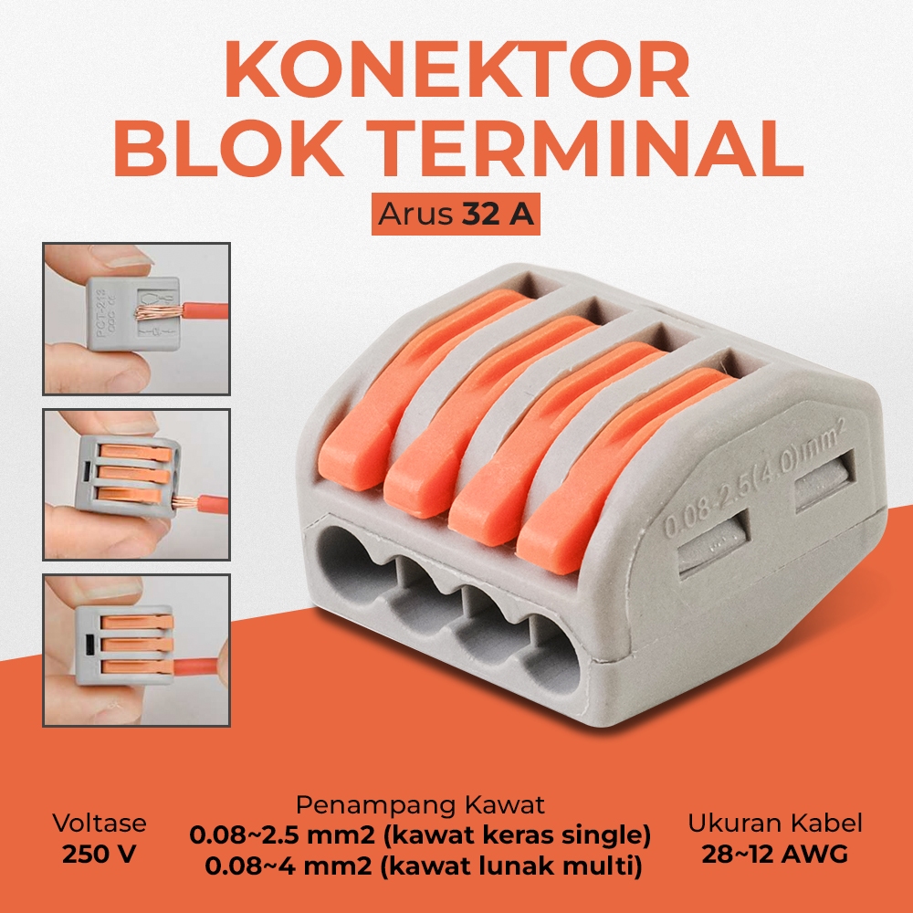 Jual Terminal Block Konektor Sambungan Kabel Listrik 1PCS PCT-214 ...