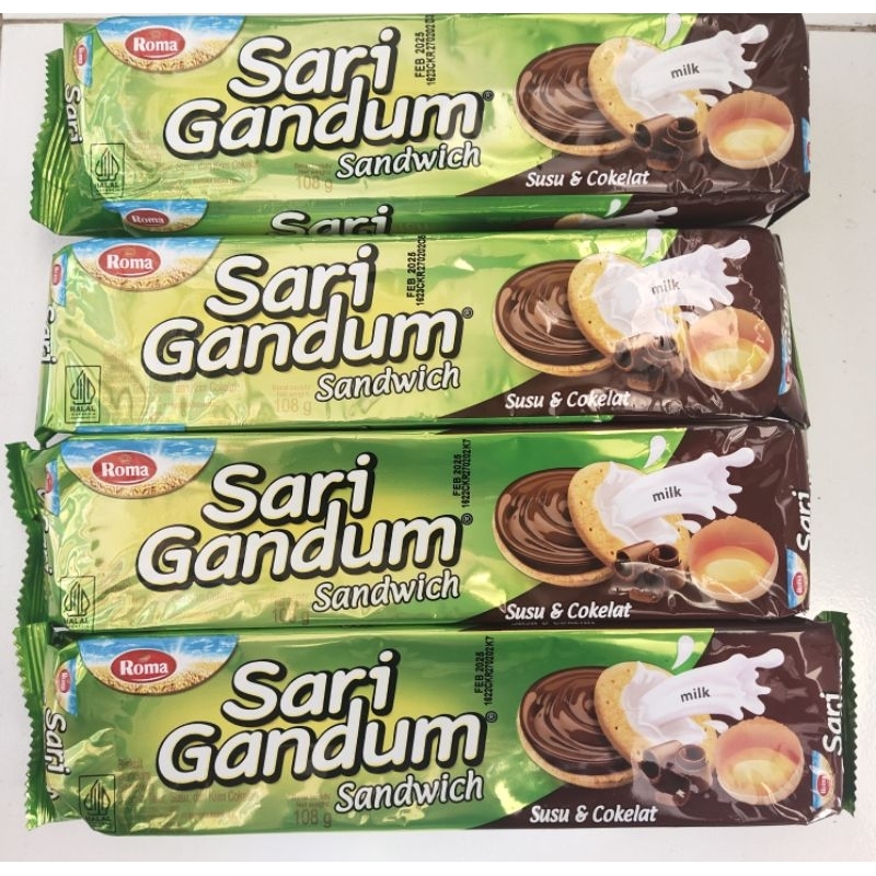 Jual ROMA SARI GANDUM SANDWICH SUSU &COKLAT 108G | Shopee Indonesia