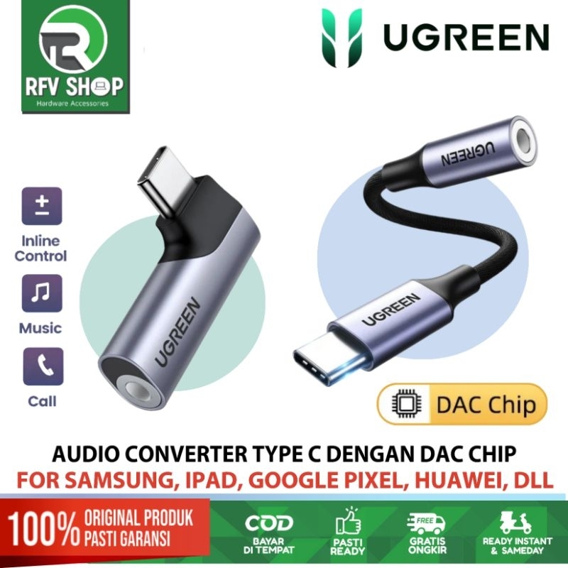UGREEN Audio Converter Adapter DAC Chip TYPE C to Aux Earphone
