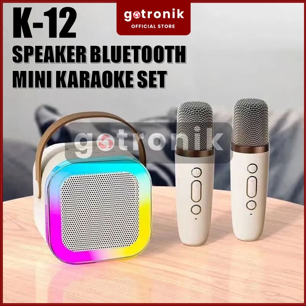 Jual Speaker Bluetooth Karaoke K-12 Mini Desaign Portable 1 Mic Set All ...