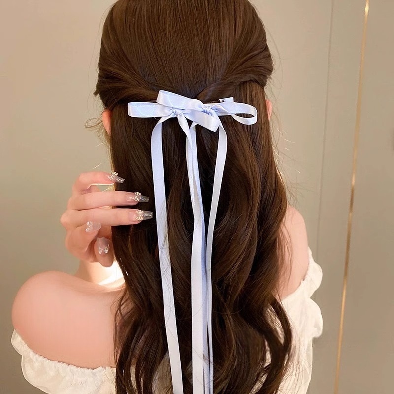 Jual Jepit Rambut Wanita Pita Ganda Long Ribbon Bowknot Hair Clip ...