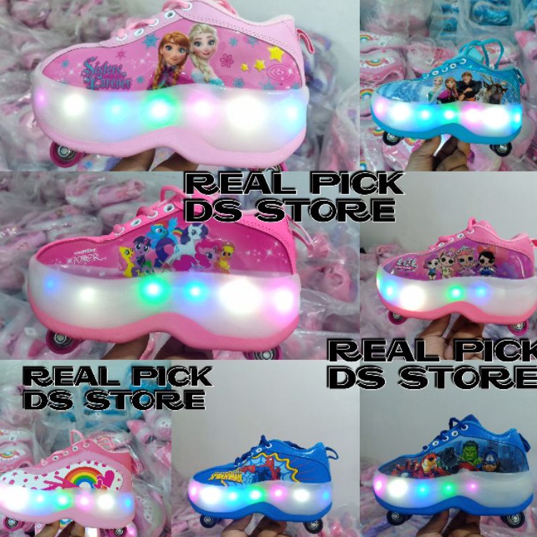 Jual KODE E98R sepatu roda 4 lol led sepatu roda frozen led sepatu roda ...